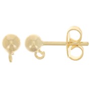 Clous d'oreilles boule 4 mm - Doré à l'or fin x20