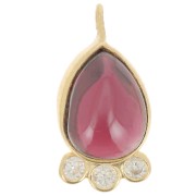 Pendentif goutte 14x7 mm  - pierre gemme et oxydes de zirconium - Doré - Grenat x1