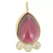 Pendentif goutte 14x7 mm  - pierre gemme et oxydes de zirconium - Doré - Grenat x1