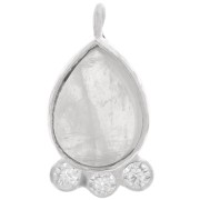 Pendentif goutte  14x7mm - gemme & oxydes de zirconium - Argent 925 - Pierre de lune