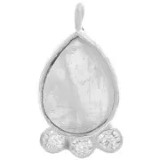 Pendentif goutte  14x7mm - gemme & oxydes de zirconium - Argent 925 - Pierre de lune