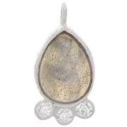 Pendentif goutte 14x7 mm  - gemme & oxydes de zirconium - Argent 925 - Labradorite