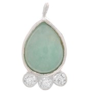 Pendentif goutte 14x7 mm  - gemme & oxydes de zirconium - Argent 925 - Amazonite x1|raw }}