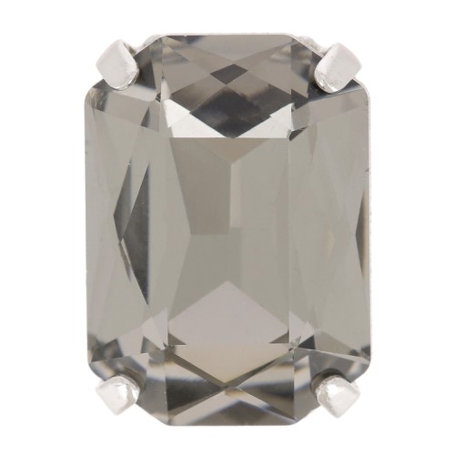 Cristal serti Aurora A4627 Octagon 14x10 mm - Rhodié - Black Diamond x1