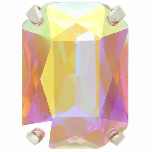 Cristal serti Aurora A4627 Octagon 18x13 mm - Rhodié - Crystal AB x1