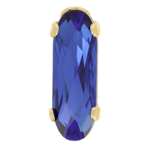 Cristal serti Aurora A4161 Long Classical Oval 15x5 mm - Doré - Capri Blue x1