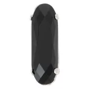 Cristal serti Aurora A4161 Long Classical Oval 15x5 mm - Rhodié - Jet x1