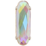 Cristal serti Aurora A4161 Long Classical Oval 21x7 mm - Rhodié - Crystal AB x1