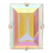 Cristal serti Aurora A4527 Step Cut Baguette 14x10 mm - Rhodié - Crystal AB x1