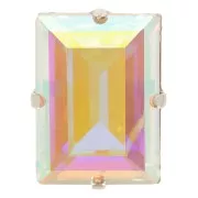 Cristal serti Aurora A4527 Step Cut Baguette 14x10 mm - Rhodié - Crystal AB x1