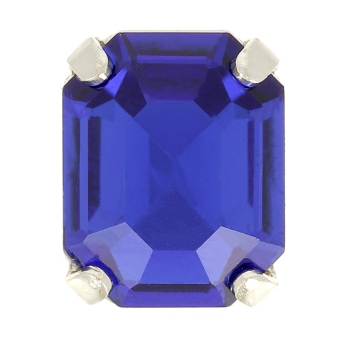 Cristal serti Aurora A4610 Step Cut Octagon 8x6 mm - Rhodié - Capri Blue x1