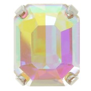 Cristal serti Aurora A4610 Step Cut Octagon 10x8 mm - Argenté - Crystal AB x1|raw }}