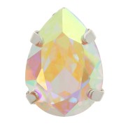 Cristal serti Aurora A4320 Drop 8x6 mm - Rhodié - Crystal AB x1
