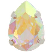 Cristal serti Aurora A4320 Drop 14x10 mm - Rhodié - Crystal AB x1