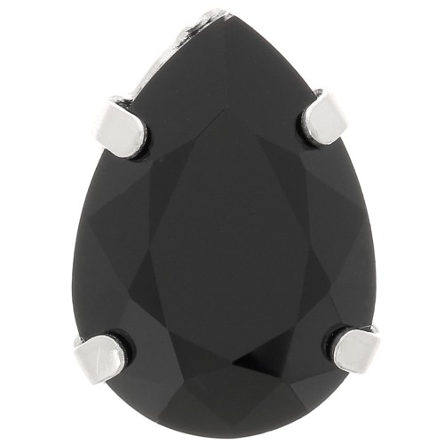 Cristal serti Aurora A4320 Drop 14x10 mm - Rhodié - Jet x1