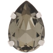 Cristal serti Aurora A4320 Drop 14x10 mm - Rhodié - Black Diamond x1