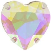 Cristal serti Aurora Coeur A4827 Heart 27 mm - Rhodié - Crystal AB x1