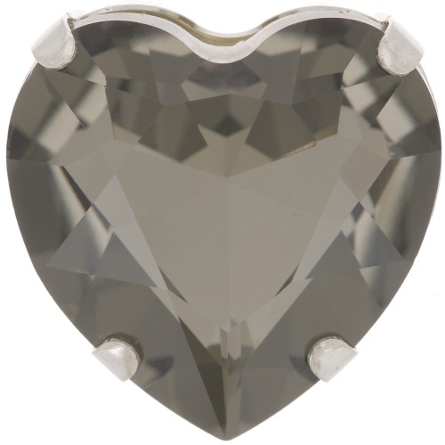 Cristal serti Aurora Coeur A4827 Heart 27 mm - Rhodié - Black Diamond x1