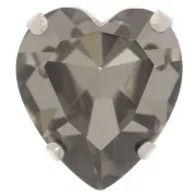 Cristal serti Aurora Coeur A4831 Antique Heart 15.5x14 mm - Rhodié - Black Diamond