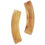 Perles tube incurvé en acrylique transparente 32x8 mm - Marbré Marron clair x6