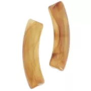 Perles tube incurvé en acrylique transparente 32x8 mm - Marbré Marron clair x6