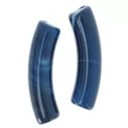 Perles tube incurvé 32x8 mm en acrylique opaque - Marbré Bleu moyen x6