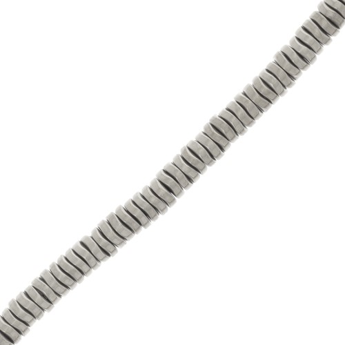 Perles rondelles Heishi ondulées - wavy - 4x1.3 mm - imitation Hématite x38cm