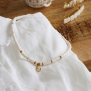 Perles Heishi rondelles  en pâte polymère 6x1 mm - Mix n°6 - Vert - Marron x39cm