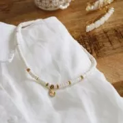 Perles Heishi rondelles  en pâte polymère 6x1mm Mix n°10 - Multi bleu - Blanc x39cm