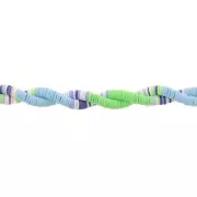 Perles Heishi rondelles  en pâte polymère 6x1mm - Mix n°18 - Vert - Bleu x39cm