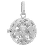 Pendentif bola de grossesse motif coeur 22 mm pour boule de18 mm - Rhodié x1