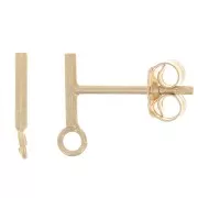 Clous d'oreilles barre 6 mm avec anneau ouvert - Gold Filled (or laminé) x2