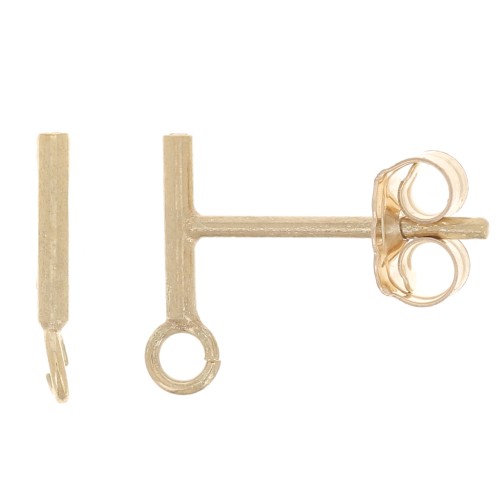 Clous d'oreilles barre 6 mm avec anneau ouvert - Gold Filled (or laminé) x2