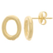 Boucles d'oreilles ovale évidé 12.5x10 mm - Doré à l'or fin x2