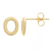 Boucles d'oreilles ovale évidé 9.5x8 mm - Doré à l'or fin x2