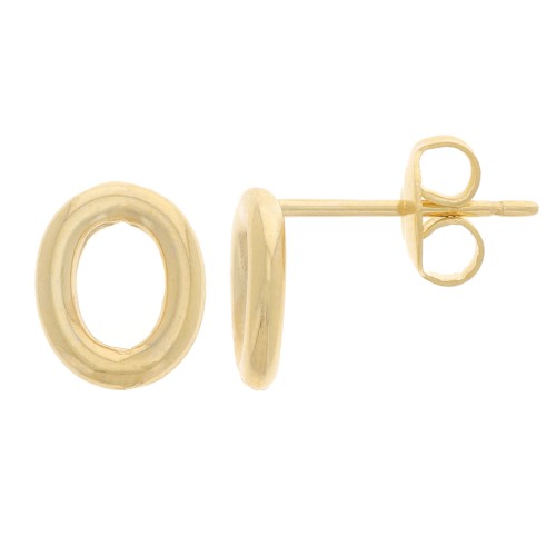 Boucles d'oreilles ovale évidé 9.5x8 mm - Doré à l'or fin x2