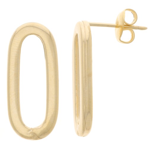 Boucles d'oreilles ovale évidé 22x10 mm - Doré à l'or fin x2