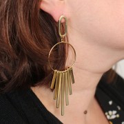 Boucles d'oreilles ovale évidé 22x10 mm - Doré à l'or fin x2