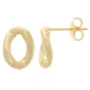 Boucles d'oreilles maillon ovale torsadé 13x9.5 mm - Doré à l'or fin x2