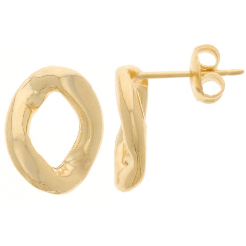 Boucles d'oreilles maillon ovale torsadé 15x12 mm - Doré à l'or fin x2