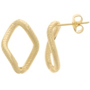 Boucles d'oreilles maillon ovale torsadé strié 20x14 mm - Doré à l'or fin x2