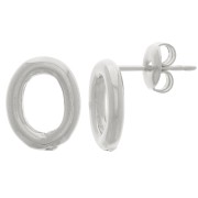 Boucles d'oreilles ovale évidé 12.5x10 mm - Rhodié x2