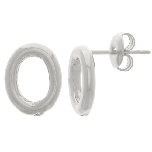 Boucles d'oreilles ovale évidé 12.5x10 mm - Rhodié x2