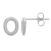 Boucles d'oreilles ovale évidé 9.5x8 mm - Rhodié x2