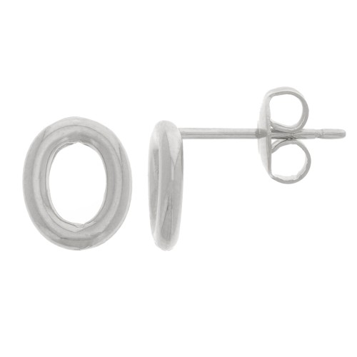 Boucles d'oreilles ovale évidé 9.5x8 mm - Rhodié x2