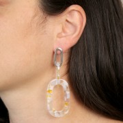 Boucles d'oreilles ovale évidé 22x10 mm - Rhodié x2