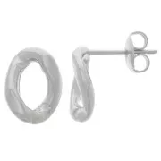 Boucles d'oreilles maillon ovale torsadé 13x9.5 mm - Rhodié x2