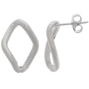 Boucles d'oreilles maillon ovale torsadé strié 20x14 mm - Rhodié x2|raw }}