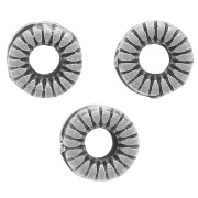 Perles rondelles plates striées 4 mm - Argenté vieilli x10|raw }}