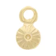 Mini breloques rondes striées 6 mm - Doré à l'or fin x4